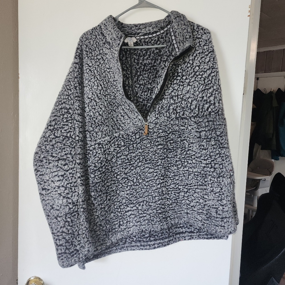 Cozy Gray Sherpa Pullover